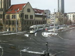 Die Straenbahnlinie 4 nach Lobeda-West und die Straenbahnlinie 5 nach Ernst-Abbe-Platz am Paradiesbahnhof.(28.1.2010)