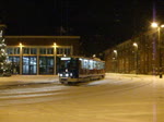 Tatra T6+NF-Beiwagen verlsst als Linie 1 Richtung Hafenallee,Rostock den Betriebshof in der Hamburger Strae in Rostock kurz danach verlsst der NGT6 ebenfalls als Linie 1 Richtung Rgener Str,Rostock.(03.12.10)
