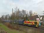 EHG 543 mit Ganzzug aus Waggons von VTG am 14. März 2017 bei der Fahrt durch Lintorf.