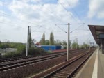 Ein Güterzug bespannt mit einer ITL Baureihe 186 xxx x durchfährt den Bahnhof Dresden - Dobritz in Richtung Heidenau / Pirna.
