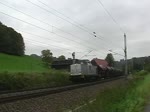 293.02 der Internationale Transport Logistik (ITL) zieht einen Schotterwagenzug durch die Ortschaft Rathen.