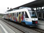 VT 706 Ostseeland Verkehr GmbH am 10.10.2014 beim Verlassen des Bahnhofs von Halberstadt nach Halle Saale HBF