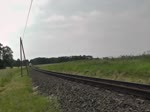 PRESS Triebwagen der BR 650 auf der Fahrt von Putbus nach Bergen, hier zwischen Putbus und Bergen, kurz darauf kam der Sonderzug mit der PRESS Zuglok 204 031 und als Schlusslok war die 01 0509 im