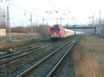MEG-Zug59220 von Rüdersdorf nach WRS bei der Einfahrt im Bahnhof Rostock-Seehafen.(30.12.08)