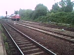 MEG-Lok313 beim Rangieren im Bahnhof Rostock Bramow.(11.08.07)