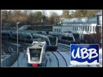 Stadler GTW fährt in Richtung Züssow und dem Triebwagen dabei von der Ahlbecker Fussgängerbrücke aufs Dach geschaut. Danach ist die Ein- und Ausfahrt in den Bahnhof Bansin Seebad zu sehen und zum Schluss fährt der UBB Triebwagen über die Bansiner Eisenbahnbrücken. - Feb. 2015