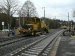 Die Schotterprofiliermaschine SSP 110 SW der Firma Wiebe war am 08.11.09 im Bahnhof von Wilwerwitz im Einsatz.