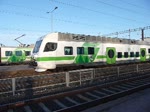 Doppel-Ausfahrt von zwei Triebzügen der VR-Baureihe Sm4 in Riihimäki, 14.3.13