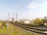 Frankreich, Languedoc, Hérault, ein TGV Réseau (25kV AC, 1,5 kV DC, 3 kV DC) 4551 in Saint-Aunès, einige Kilometer östlich von Montpellier auf der klassischen 1,5 kV DC Strecke. 03.2015