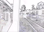 Bearbeitung mit Kantenfilter, lässt das Video wie eine Zeichnung aussehen:  Abfahrt eines Dampfzugs mit Lok #5541 aus Lydney Town, 11.9.2016