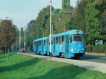 Straßenbahn des Typs Tatra T 4 am 13. Oktober 2017 in Zagreb.