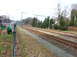 N.S.Lok 1758 bringt sein internationaler DB Garnitur zum Grenz Bahnhof Bad Bentheim  auf die Strecke Schiphol-Berlin bei Baarn 07-03-2014.