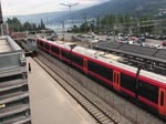 Die Diesellok TMZ fährt mit einem leeren Güterzug den Bahnhof in Lillehammer (Norwegen) ein.
Aufnahme: 18. Juli 2018.