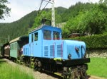 Lok E4 der Breitenauer Bahn mit Personenzug fhrt in St. Jakob Breitenau Richtung Magnesitwerk am 10.06.2019