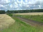 370 003  EM-Dnemark  mit EC 43 von Berlin nach Warschau am 22.07.2012 bei Frankfurt-Rosengarten.