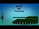 East-West-Railway Lok der BR 232 mit einem Panzerzug durchfährt den Bahnhof Pasewalk-Ost.
