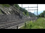 Schweiz 2012 - Mit 186 901 und 902 von X-Rail ist am 5.6.2012 dieser G�terzug auf der L�tschberg-S�drampe unterwegs in Richtung Norden.