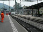 Einfahrt des Ic von Geneve Aeroport-Bern- Zrich... in St. Gallen.