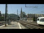 Quer durch die Schweiz - 456 093-4 schiebt am 10.05.2008 ihren Voralpenexpress (VAE)aus dem Bahnhof St.