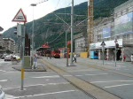 Ausfahrt der Regionalbahn der MGB von Brig in Richtung Andermatt mit Triebzug N95  ANDERMATT  als Zuglok. Der Zug befhrt die seit kurzem  fertig gestellte Strecke mit der kurzen Steigung vor dem Bahnhof in Richtung Bitsch, womit sie Naters umfahren. 31.07.08 