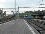 Goldenpass Express fhrt aus Richtung Zweisimmen in den Bahnhof Spiez ein, an der Spitze Steuerwagen 940 und geschoben von der Lok N192. 29.07.08  