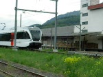 Ein Thurbo aus Sargans und Sevelen f�hrt in den Bahnhof Buchs/SG ein.