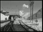 RhB Xrod 6/6 rumt am 10. Mrz 1994 im Rahmen einer Sonderfahrt der DGEG ein Gleis im Bahnhof Bernina-Ospizio.