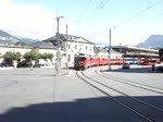 Regionalzug der Arosabahn bei der Ausfahrt aus Chur