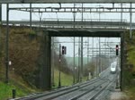 Der TGV auf der Ausweichstrecke ( sonst ber Olten ) beim Bahnhof Mumpf/Aargau zwischen Basel und Zrich.