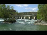 Schweizer Bilder 2008 - ber die Rheinbrcke der Strecke Neuhausen - Winterthur fahren am 26.04.2010 zwei GTW der Thurbo.