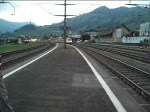 Zugbegegnung im Bahnhof  Schwyz. Ein ETR 470 Cisalpino in Richtung Gotthard und ein Cisalpino mit einer Re 460 in Richtung Zrich am 08.09.2007    

