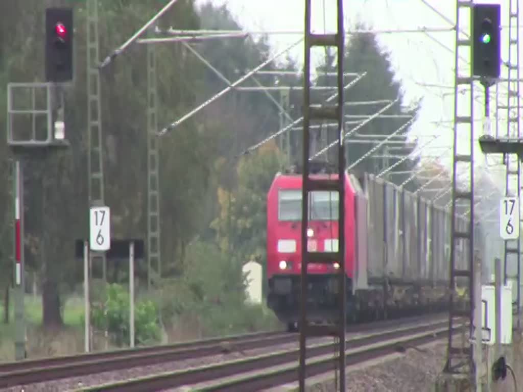 Zugkreuzung zweier DB 185 Loks ( 185 347-2 und 185 026-2)in Vogelbach - Bruchmühlbach Miesau 10.10.2015